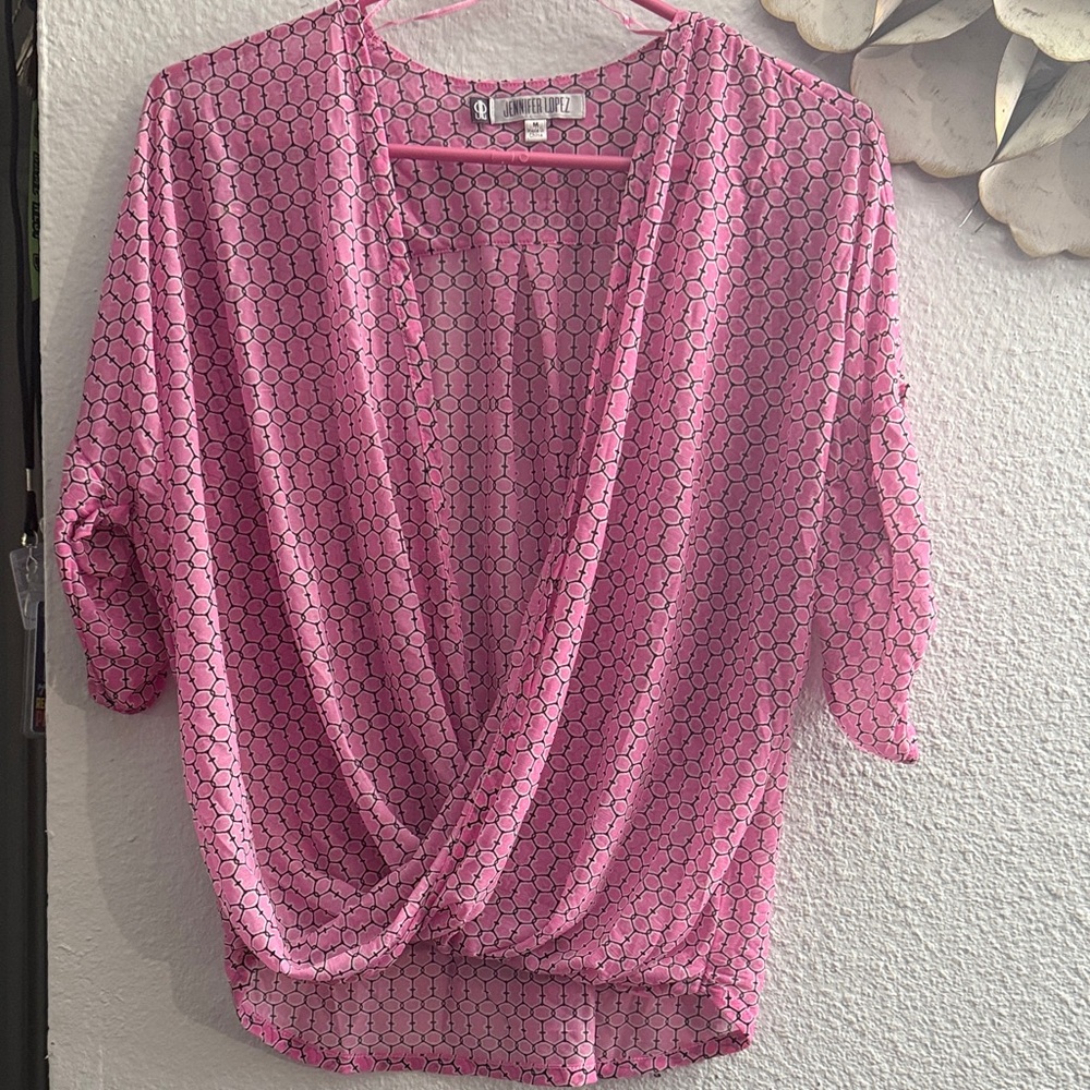 Jennifer Lopez Pink Patterned Blouse